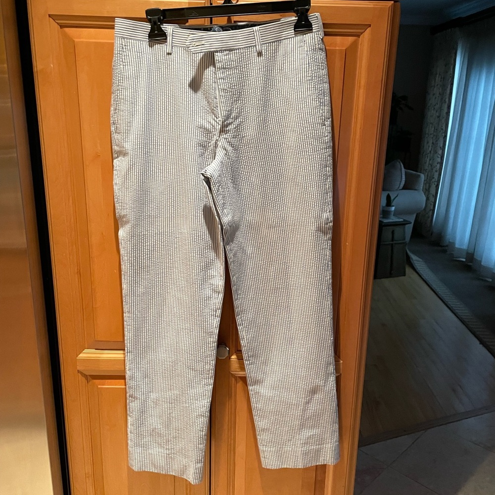 Lauren Ralph Lauren White Seersucker Kids Dress Pants